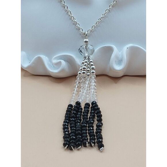 Swarovski Elements Crystal Chain Lariat Tassel 34" Flapper Style Necklace - Picture 5 of 7